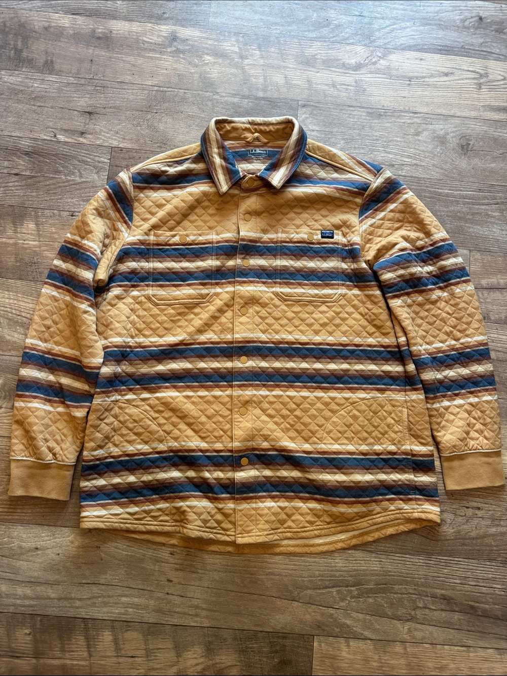 Men’s L.L. Bean Quilted Striped Shirt Size XL